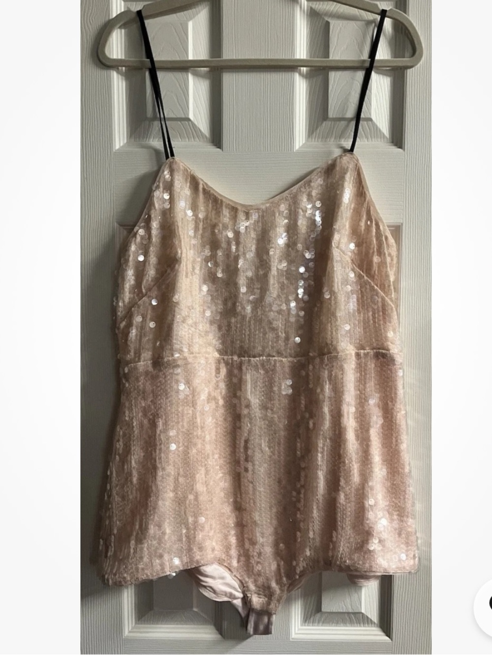 Anthropologie Blush Sequin V-Neck Romper Size 14